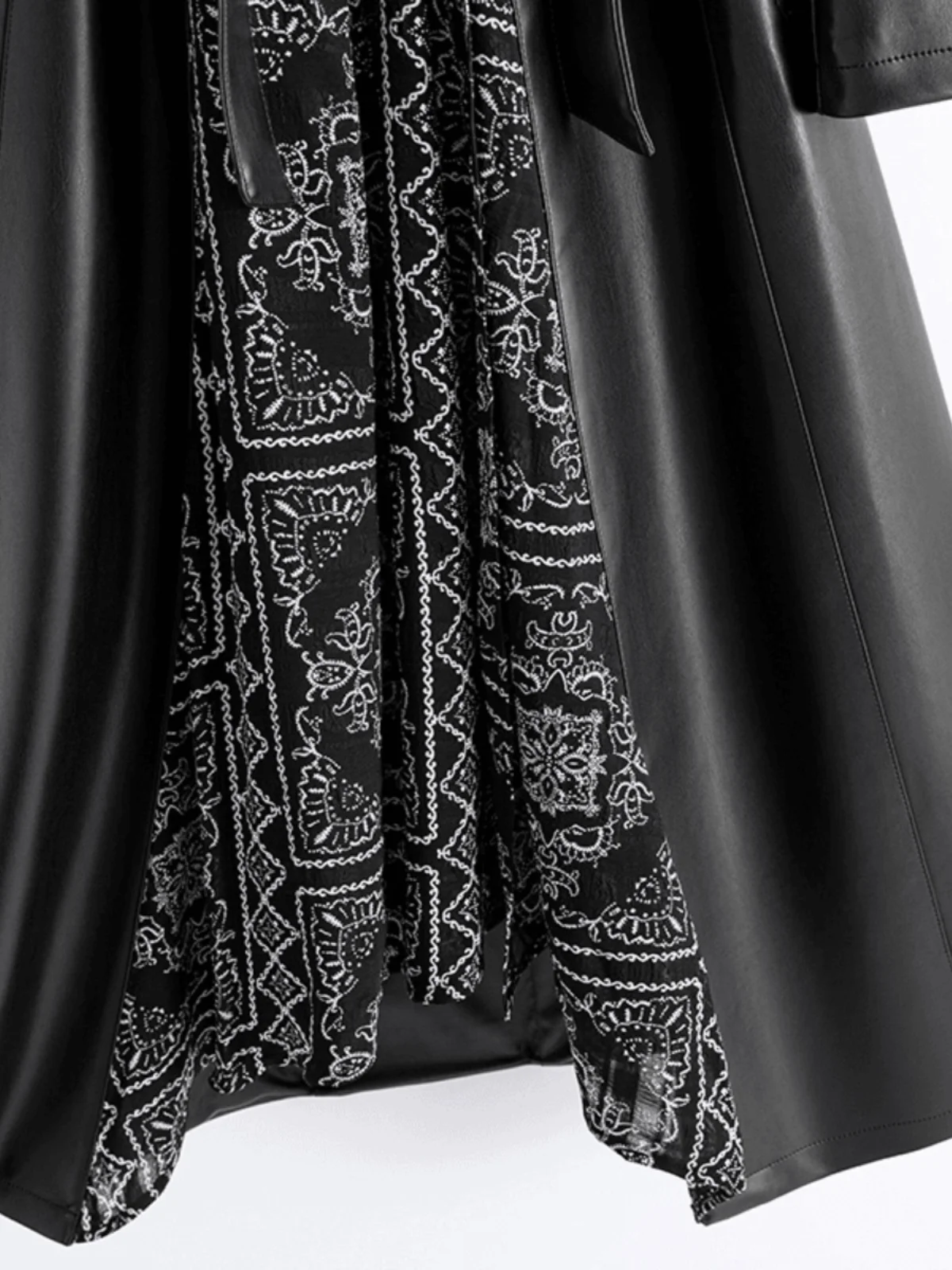 Cappotto in Pelle Haining da Donna Primavera Autunno 2025, Lungo, con Cintura in Vita, Snellente, Elegante per il Pendolarismo