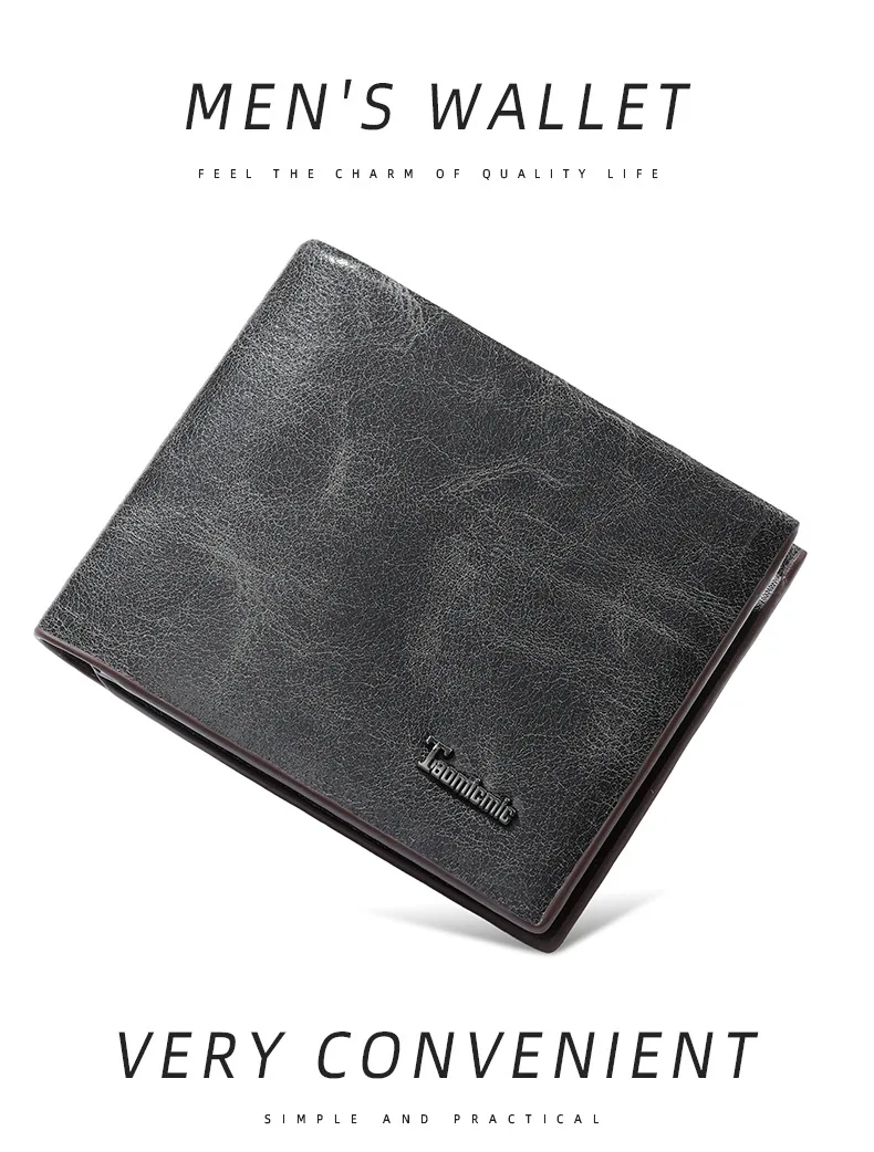 TAOMICMIC Men's Compact Casual Wallet Premium PU Leather Simple Retro Coin Card Holder Fashionable Accessory