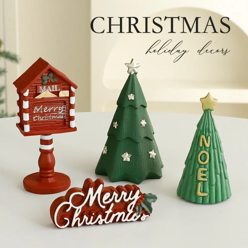 

Resin Christmas Tree Decoration Set Handicrafts Cute Desktop Ornaments Creative Cartoon Mini Christmas Tree Office