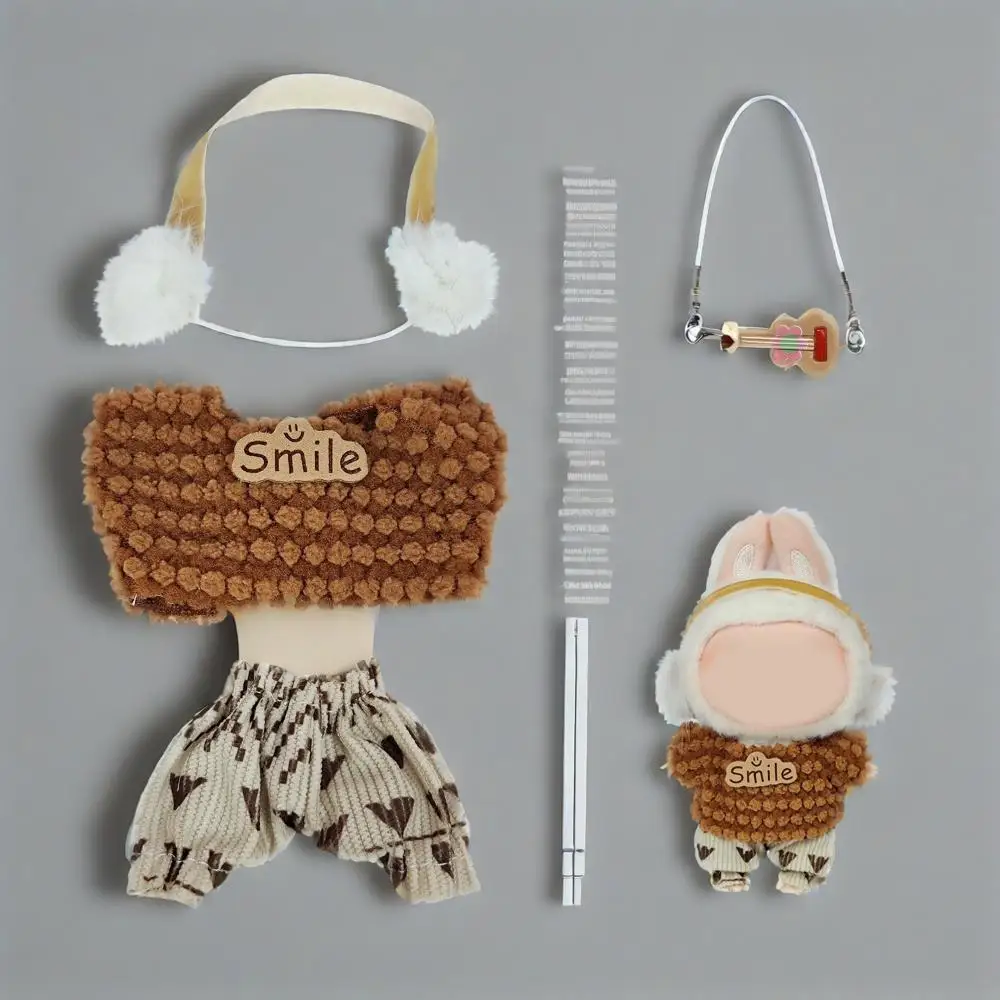 

15-17 cm For Labubu v1v2 Clothes outfit For Labubu Sitting Party Bear Label Scarf Hat Bag Dolls Accessories Cute Decoration ﻿