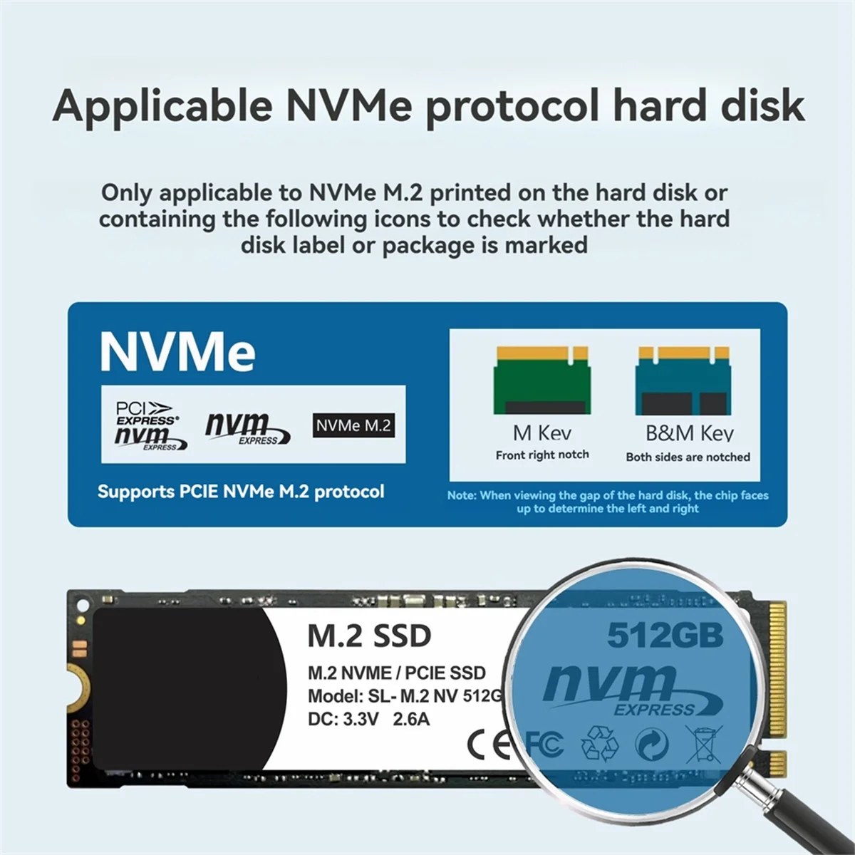 SMIEA M.2 SSD NVMe Case USB3.2 Gen2 Type C 10Gbps PCIe SSD Case M.2 NVME Enclosure Disk Box Tool Free SSD Aluminum Case