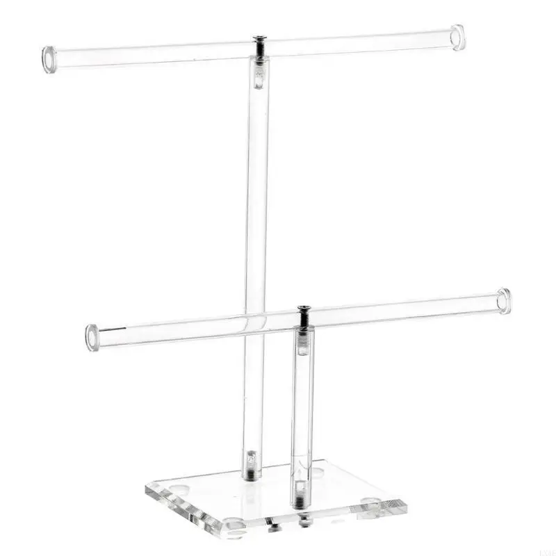 2-Tier Acrylic Clear Headband Hairband Hair Hoop Display T-bar Rack Clear Jewelry for Teen Women