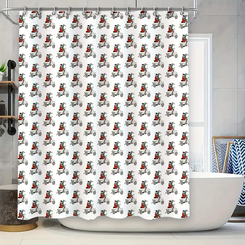 

Bathroom Shower Curtain Vintage Motorcycle Pattern Waterproof Fabric Decor Washable Home