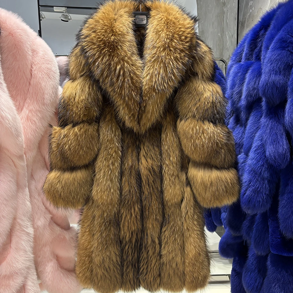 YOLOAgain Length 108cm Luxury Real Fox Fur Jacket Women Long Fur