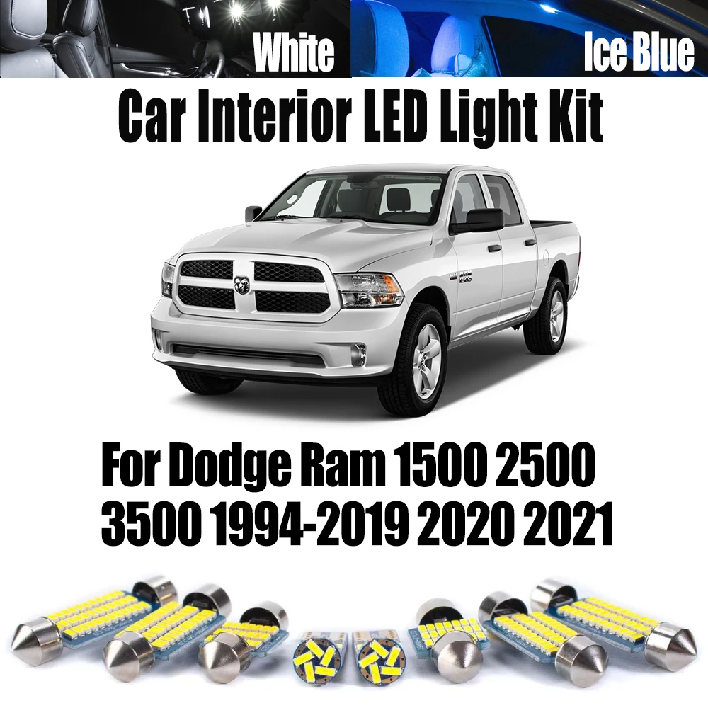 

Canbus LED Interior Map Dome Trunk Light Kit For Dodge Ram 1500 2500 3500 1994- 2020 2021 Car Accessories Vanity Mirror Bulbs