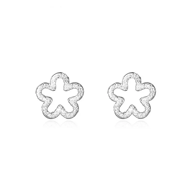 925 Sterling Silver Lovely Flower Stud Earrings For Women 2021 New Trend Personality Lady Fashion Jewelry