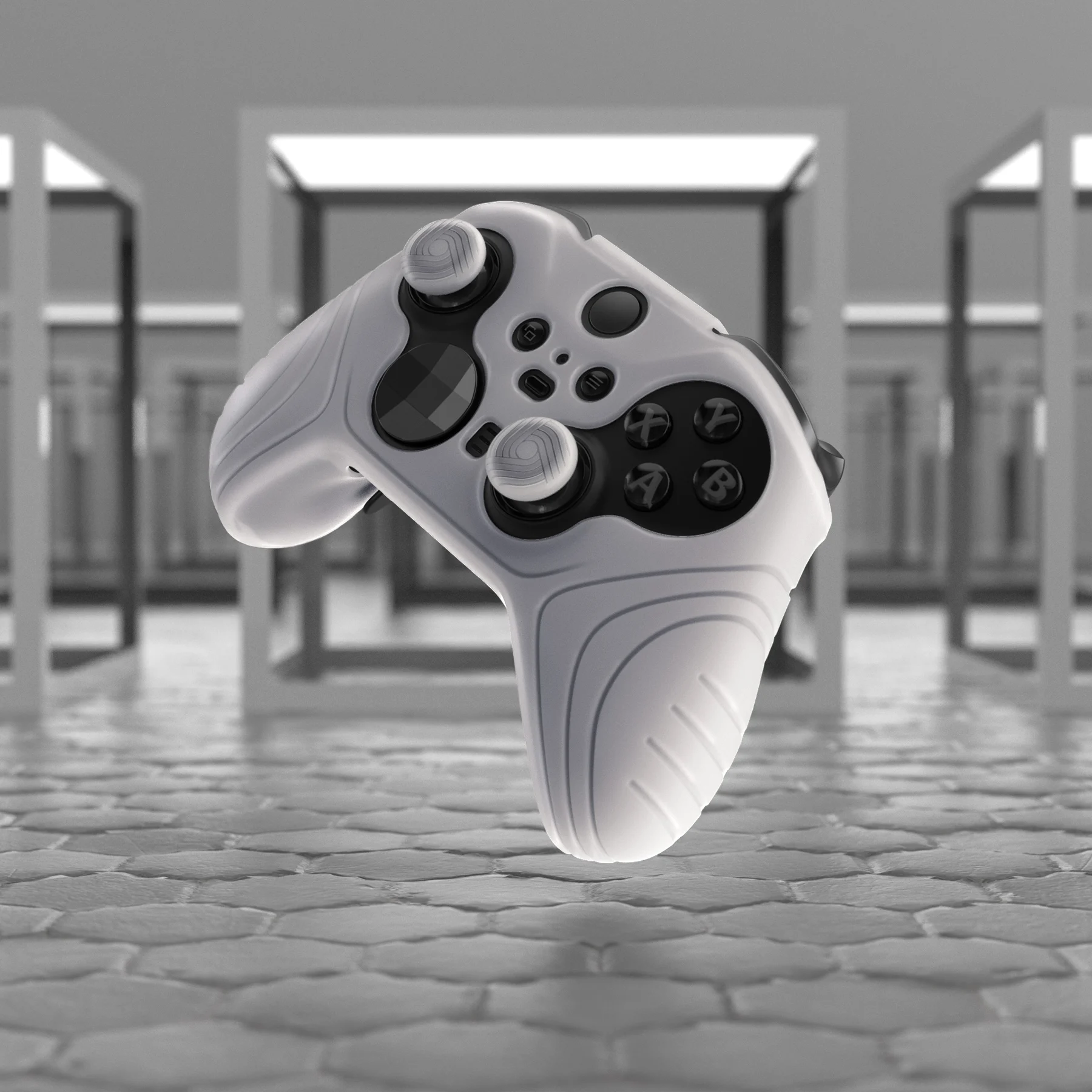 PlayVital Samurai Edition funda de silicona antideslizante blanca transparente para Xbox Elite Series 2, controlador inalámbrico y Elite Series 2 Core