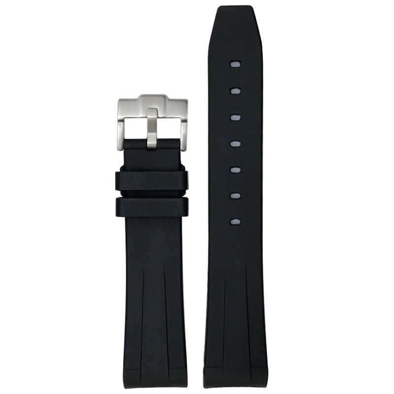 Curved End 19mm 20mm 21mm 22mm Rubber FKM Watchbands for Rolex Submariner Daytona GMT Soft Fluorous Silicone Watch Strap - view 6