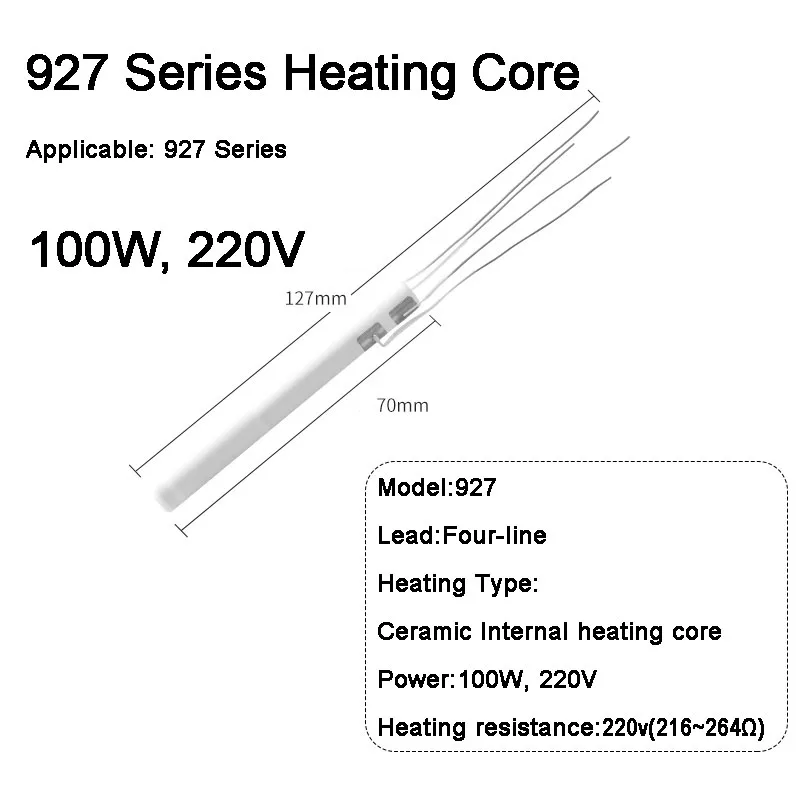 Imagem -03 - Elemento de Aquecimento 927 Ferro de Solda Elétrico 100w 200w Resistência 220v Núcleo Térmico Acessório Cerâmico Interno Soldadura Ferramentas do Reparo