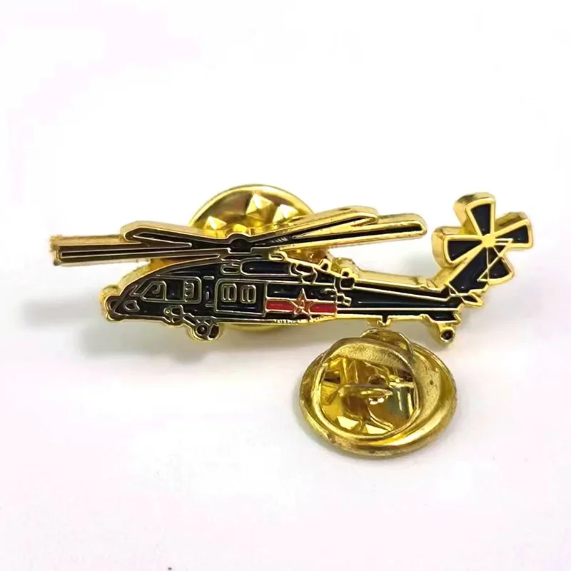 Retro Armed Helicopter Brooch Airshow Souvenir Crafts Pin Metal Badge Lapel Jewelry Accessories Gift Unisex