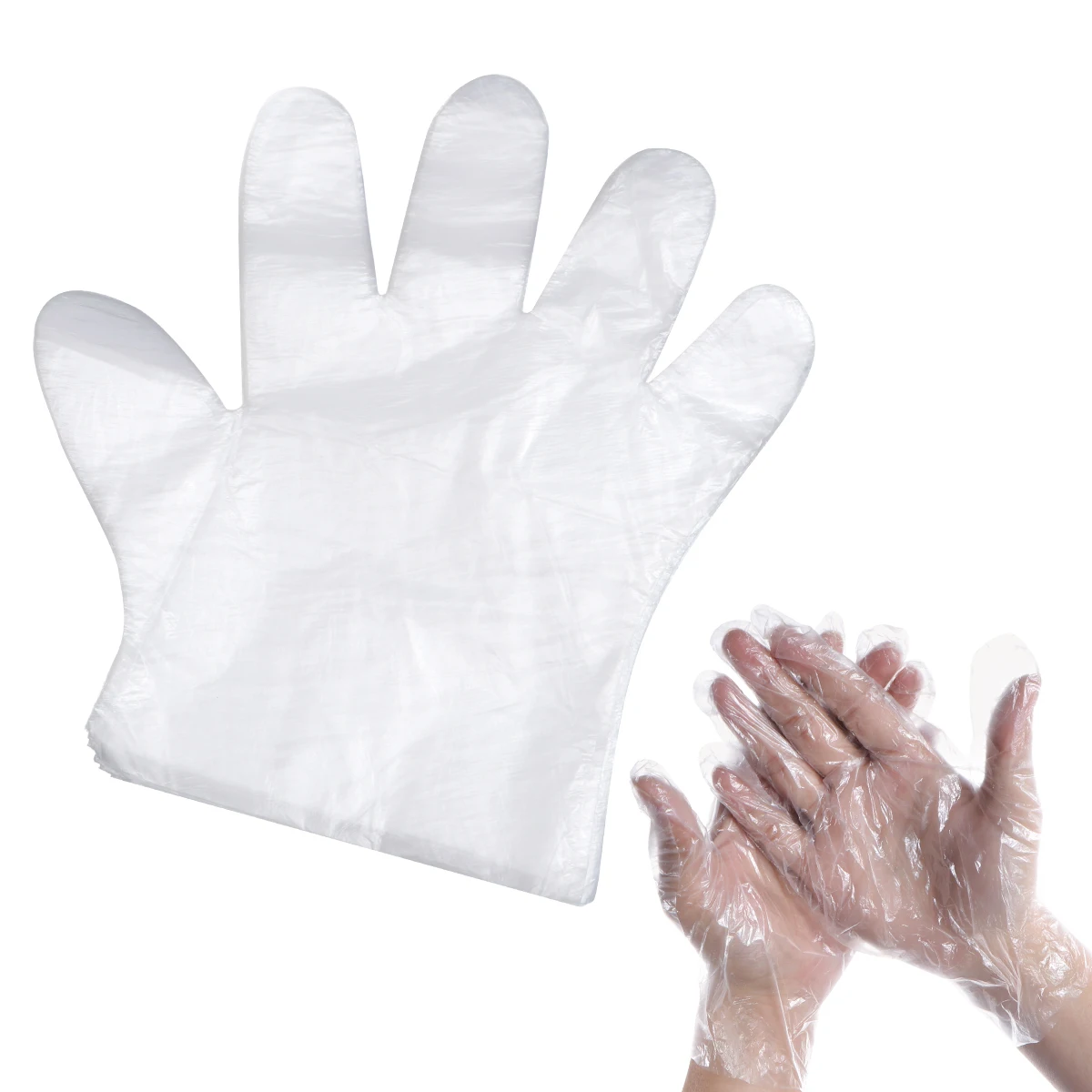 

400pcs For Food Service Kitchen Restaurant Industrial Use Large Ambidextrous Plastic Hand Protection Clear