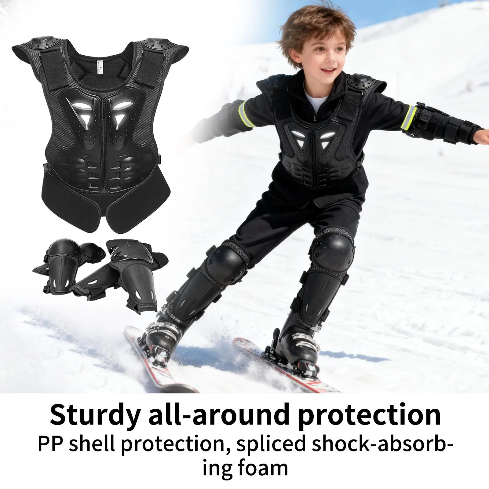 Youth Motocross Gear Chest Protector with Elbow and Knee Pad Motorcycle Riding Gear for Boys Girls Skiing Skating Skateboarding