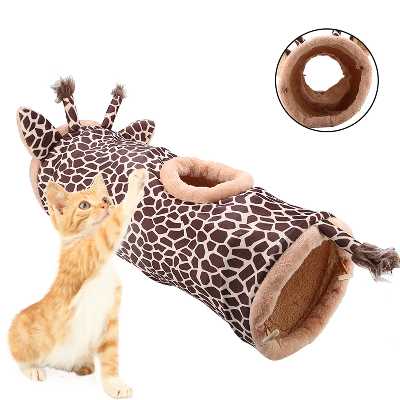 Collapsible Cat Tunnel Tube Play Tent Cat Toy Indoor Puppy Cute Giraffe For Exercising Hiding Training Pet Interactive Toys