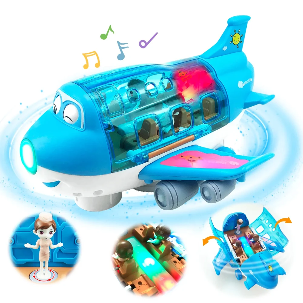 Rotating Aircraft Model Plane Toys Colorful Light Electric Airplane Music Simulation Airliner Kids Traffic Toy Christmas Gifts