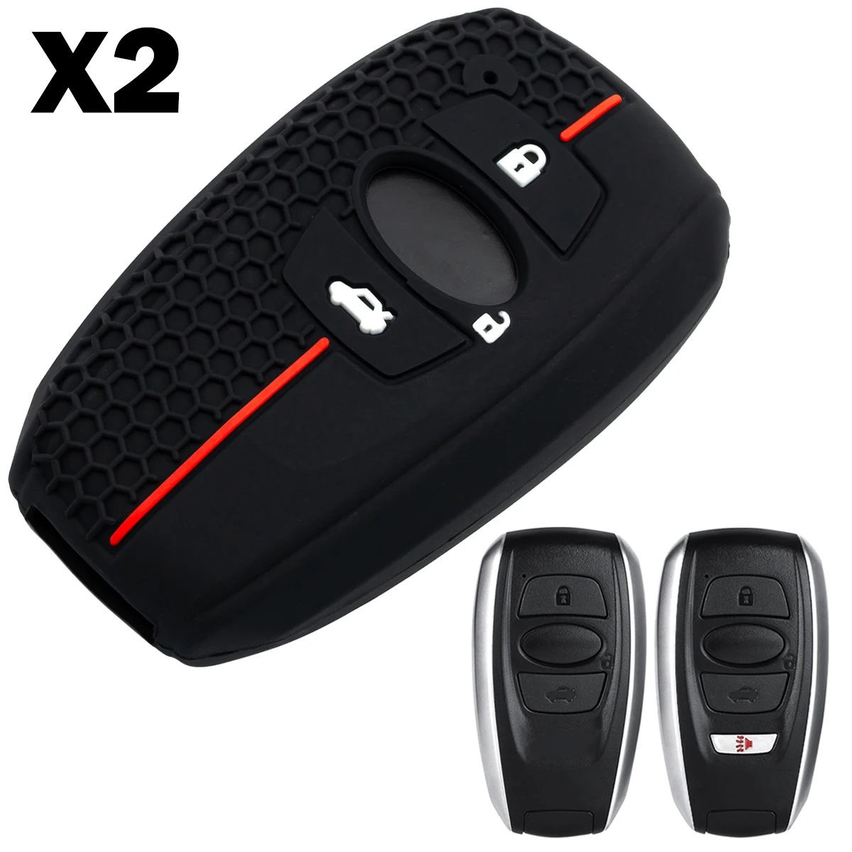 

2x Silicone Car Key Fob Cover Case Holder Keychain For Subaru Forester Impreza Crosstrek Outback XV Ascent Legacy BRZ WRX GR86