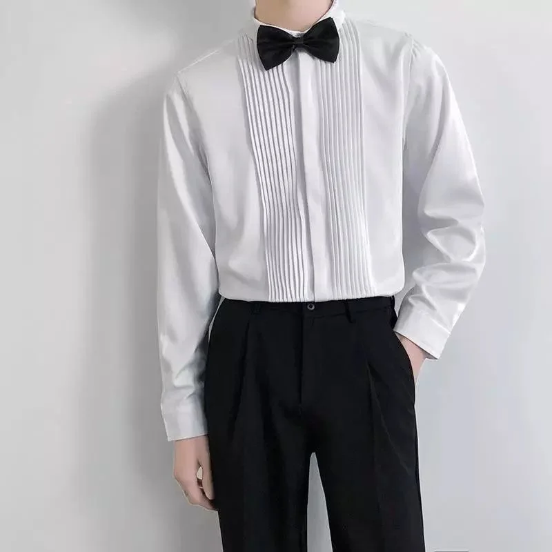 135 Spring and autumn men's formal dress French shirt bow tie shirt groom best man performance banquet