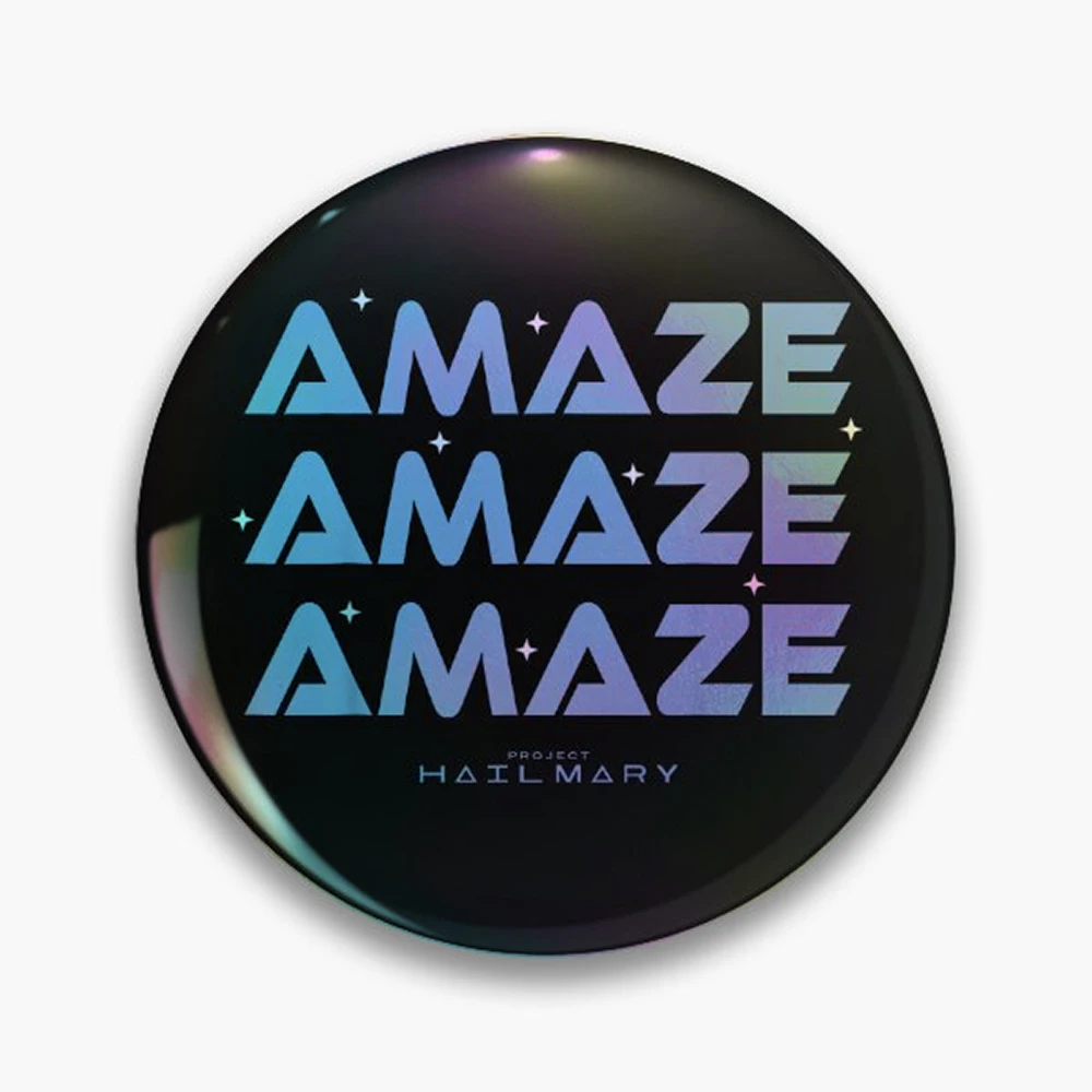 Project Hail Mary Amaze Amaze Amaze Pin Holographic Star Heart Pin Brooches Laminated Button Fashion Accessory