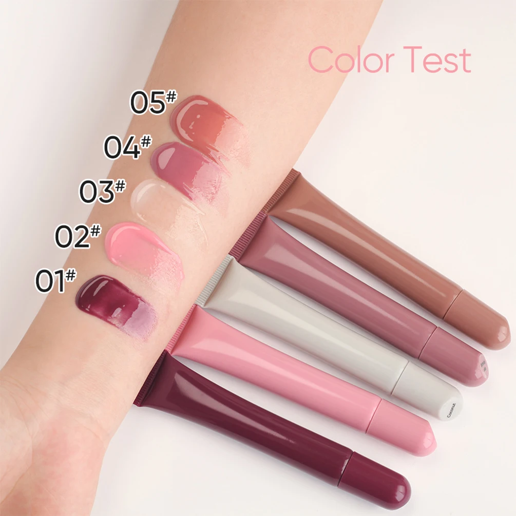 10ml Lip Balm Vegan Custom Logo Soft Tube Polypeptide Colored Super Moisturizing Gel Lip-care Private Label Makeup Wholesale