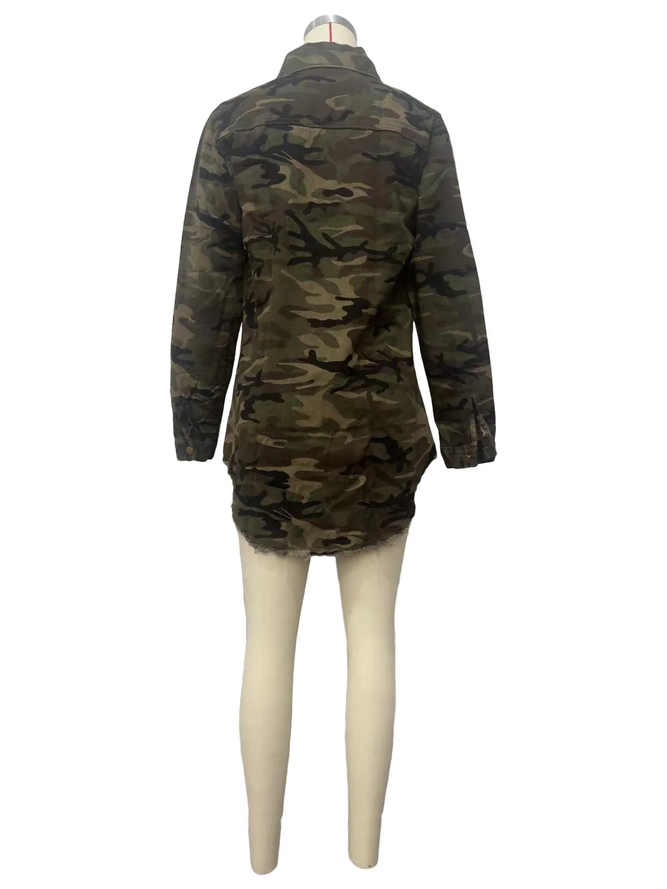 Shirt Coats Women Full Sleeve Tops Jackets Camouflage Casual Coat Turn Down Collar Single Breasted Y2k Streetwear Hole Jacket