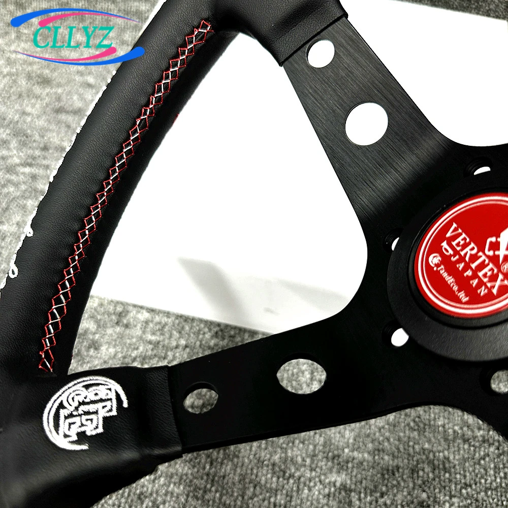 12.5inch 320mm Racing Drift Steering Wheel Real Leather Deep Dish VERTEX Sim Embroidery JDM Car Accessories view 6