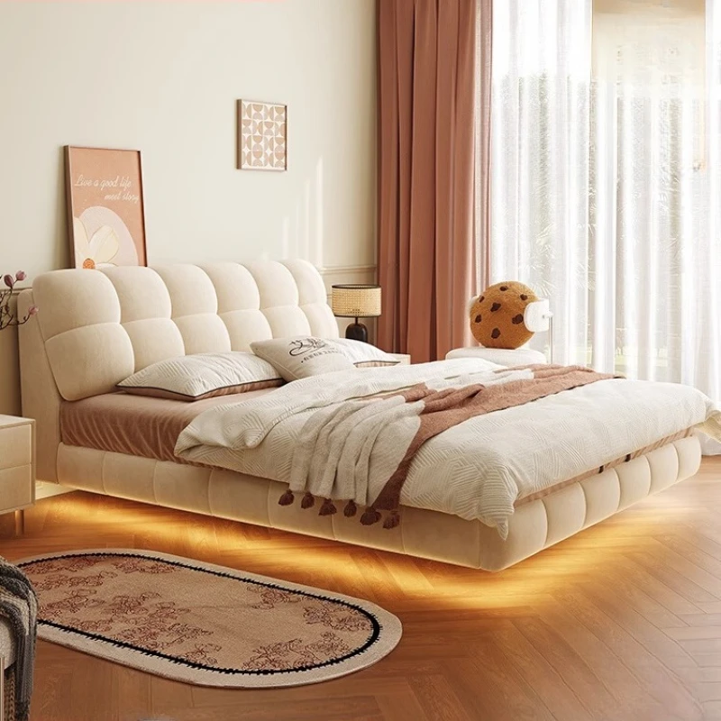 

King Size Queen Double Bed Lounge Storage Adults Nordic Upholstered Double Bed Marshmallow Camas Matrimoniales Furniture Home