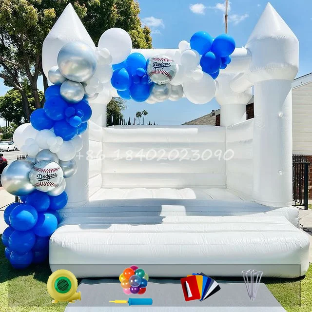 

Белый прыгающий замок 3x3 м, надувной детский надувной замок, полностью белый мини-будиночок для свадьбы