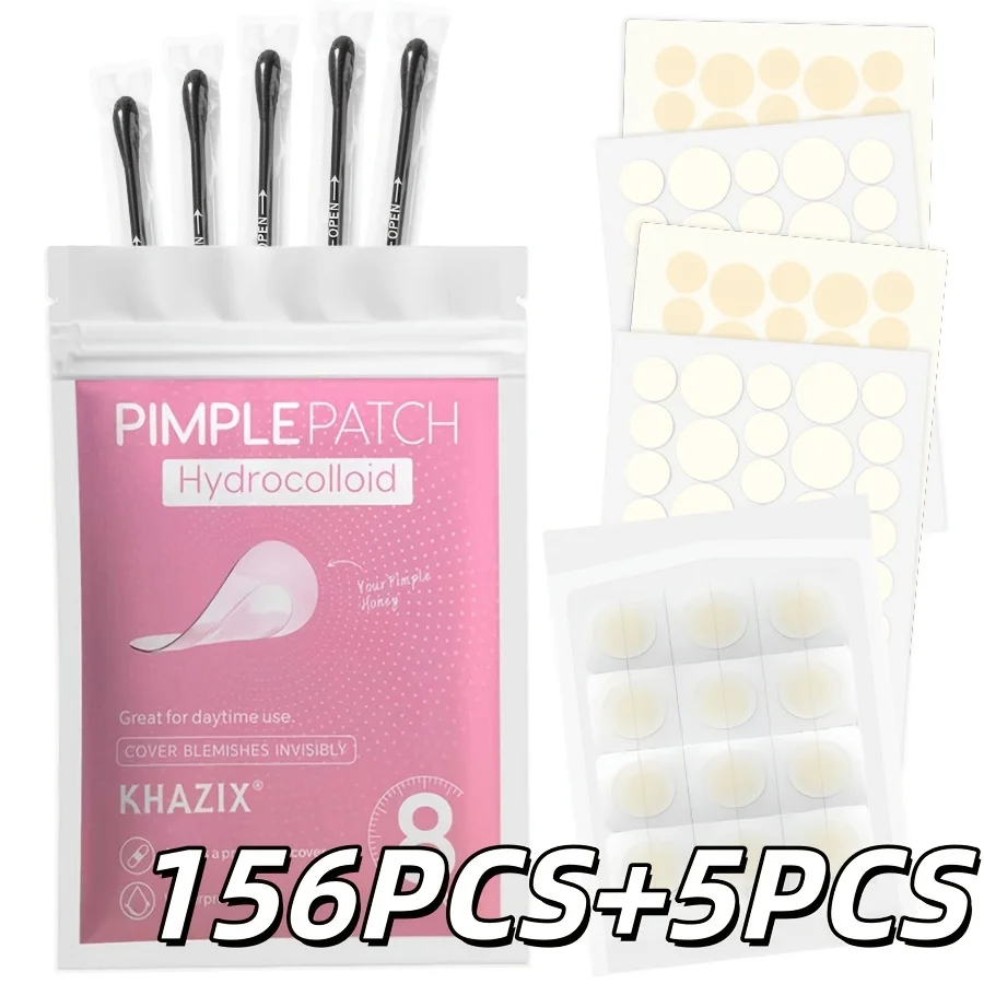 156PCS Hydrocolloid Acne Patch, accompanied by 5 blackhead cotton swabs | All-day waterproof and breathable protection