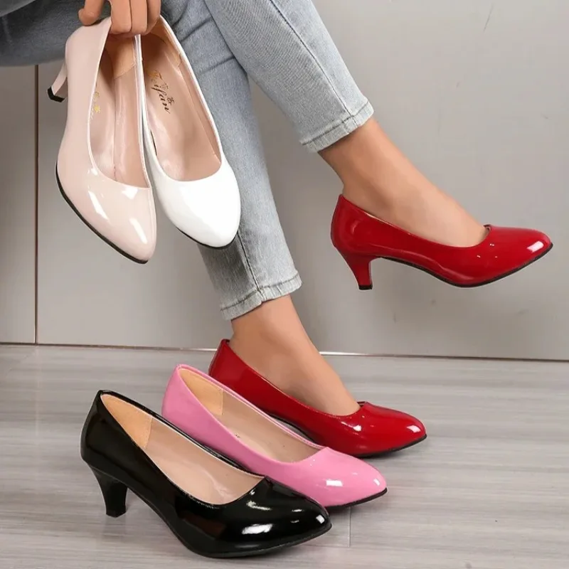 Women New Pumps Nude Shallow Mouth Women Shoes Fashion Office Work Wedding Party Shoes Ladies Low Heel Shoes Soft Heels Women