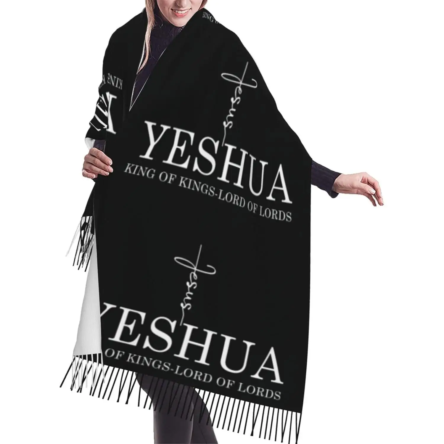

Иешуа Иисус христианский шарф с кисточками, модные шарфы с бахромой, классический зимний теплый шарф-шаль, подарки, повседневные путешествия, офис