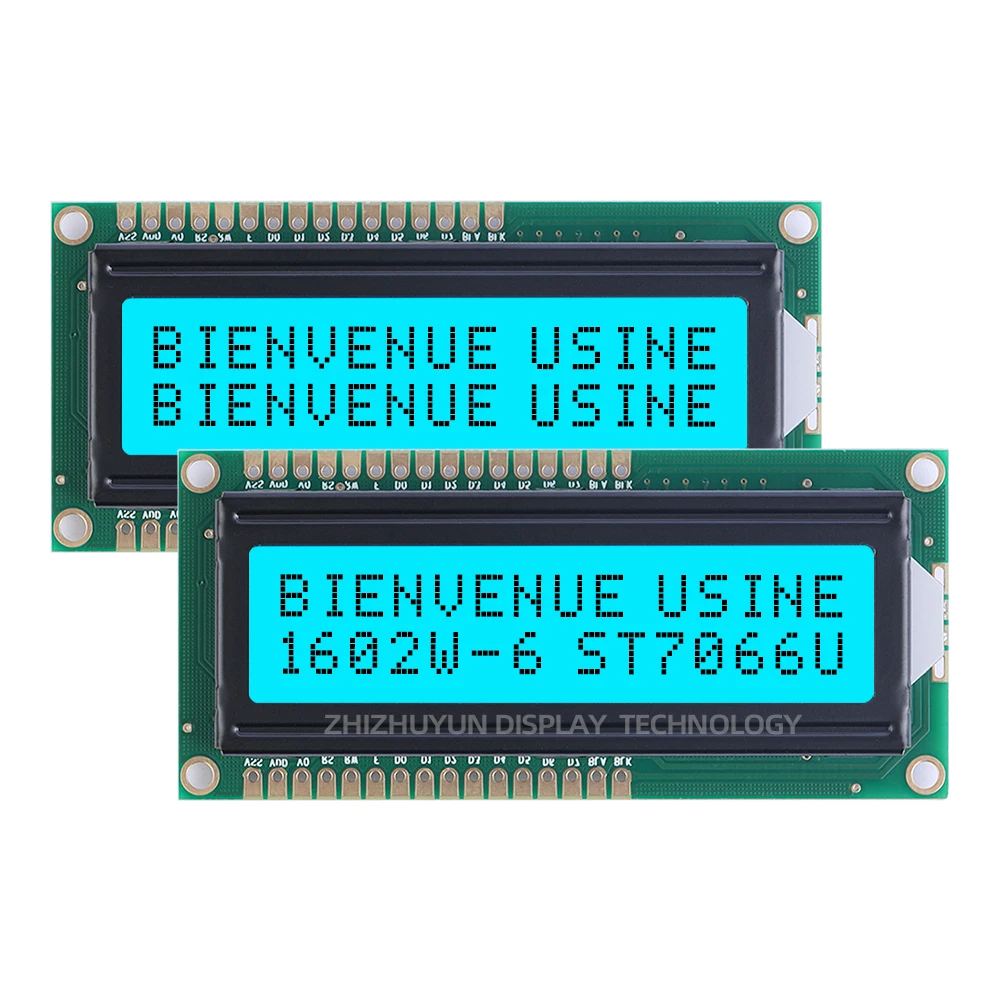 LCD1602W-6-pantalla LCD europea de caracteres, película gris de 1,6 pulgadas, letras azules, 16x2, voltaje de ventana grande, 5V, 3,3 V, directo de fábrica