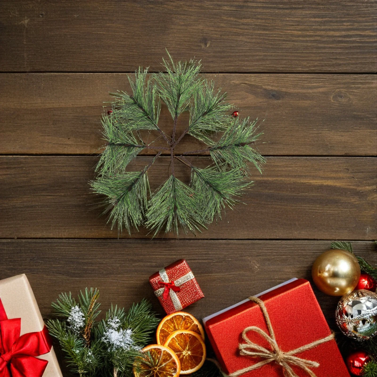 

60pcs Faux Pine Picks Artificial Greenery Stems For Christmas Wreaths Trees Decor Diy Home Wedding Party Display Arrangements