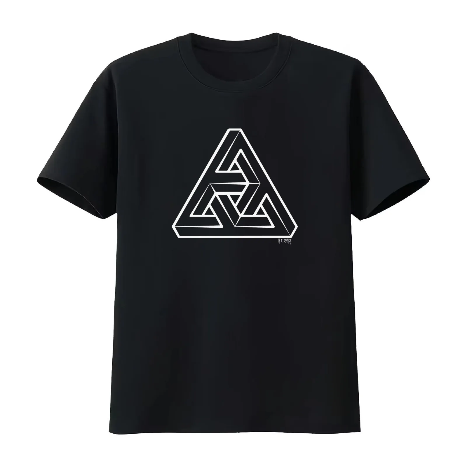m. c. escher (negative) T-Shirt Summer Casual Cotton Tee Oversized Streetwear Tops Vintage Graphic Print Unisex Men Women