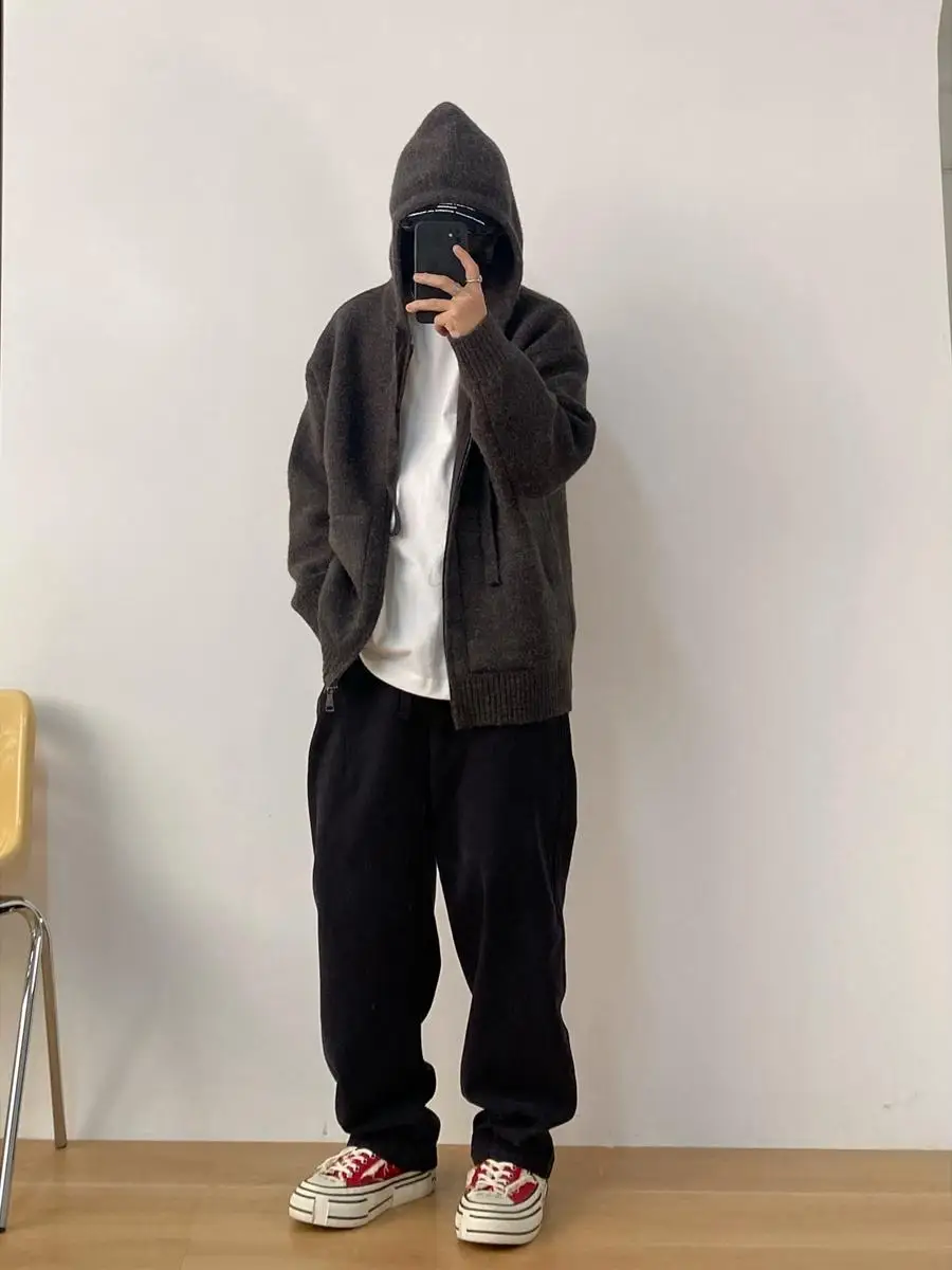 

American Retro Wide Leg Waed ey Jeans Loose Straight Casual Long Trousers for Men mid High Waist Jeans Denim Fabric