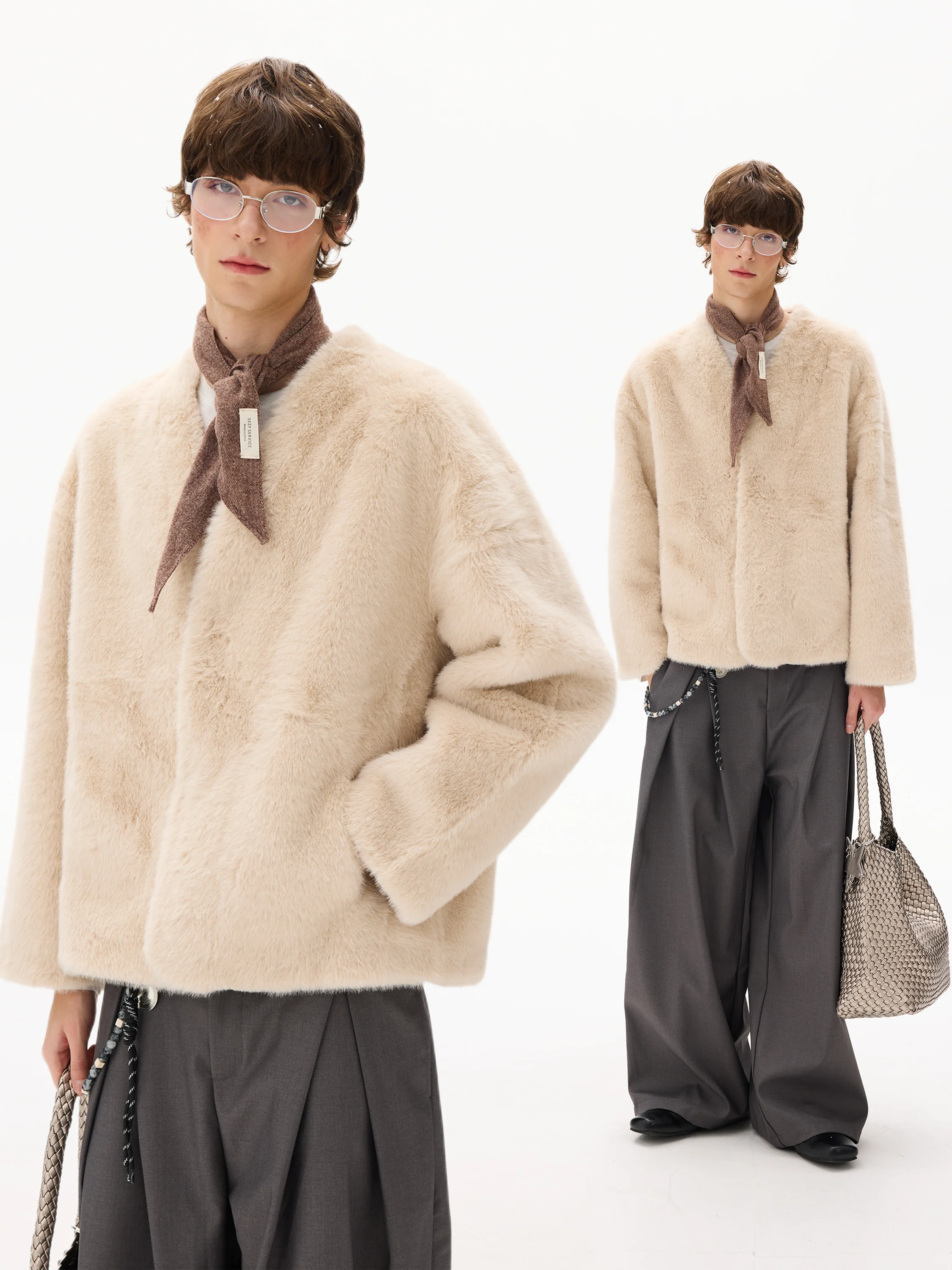 

Мужская зимняя утепленная жилетка FILFR в американском ретро-стиле из искусственного меха, свободная, теплая, с V-образным вырезом, повседневная, с длинными рукавами