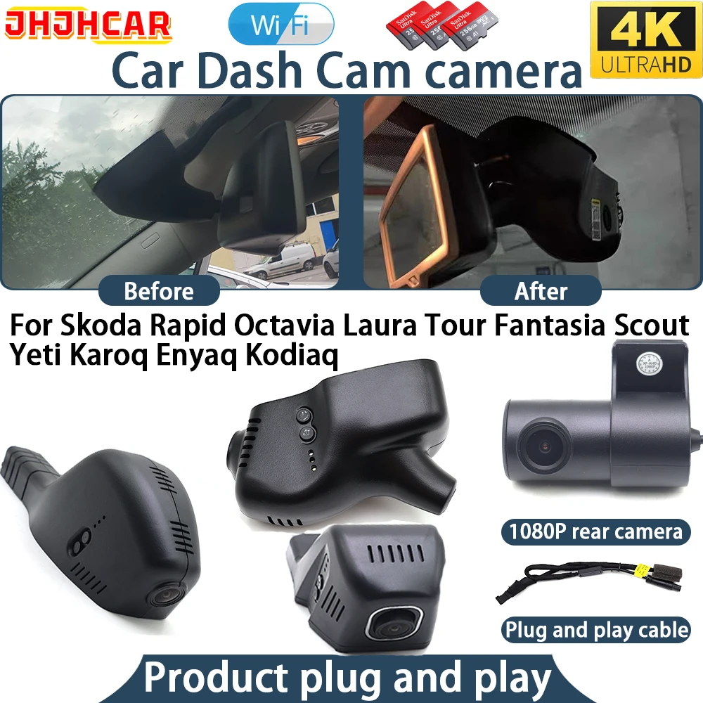 Dash Cam For Skoda Rapid Octavia Laura Tour Fantasia Scout Yeti Karoq Enyaq Kodiaq Plug And Play DVR Car Camera Video Recorder