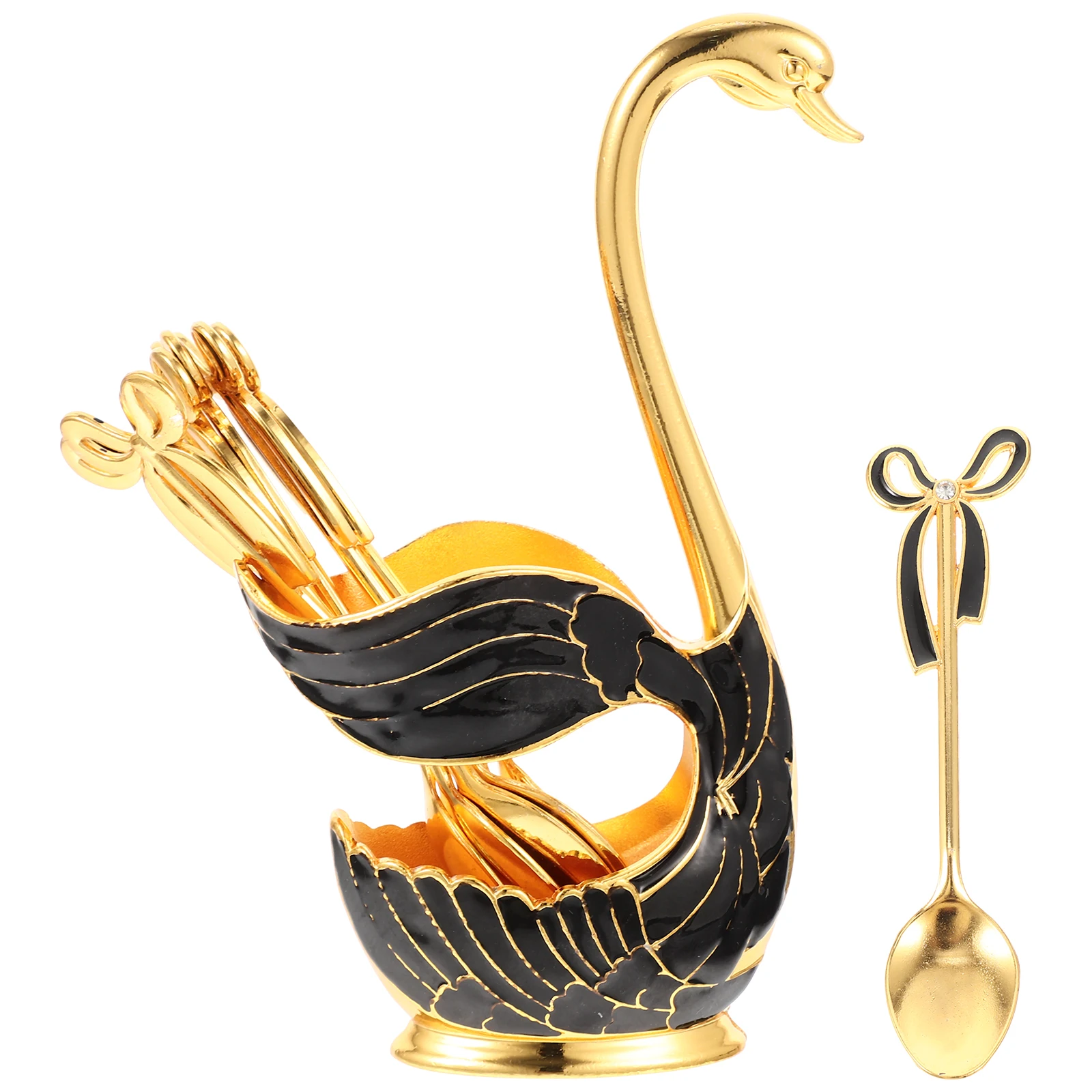 

Dessert Spoon Set Holder Storage Rack Swan Base Stand Alloy Kitchen Teaspoons Coffee Scoop COOKIE SCOOP SET Spoon HolderSpoons