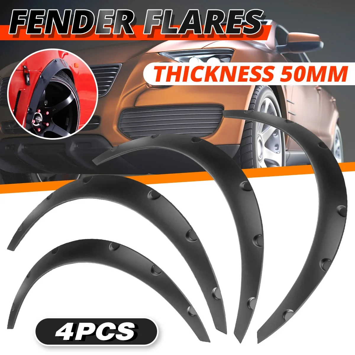 4pcs/Set Universal Car SUV Off-road Fender Flare Wheel Arch Protector Wheel Eyebrow Fender Mudguards