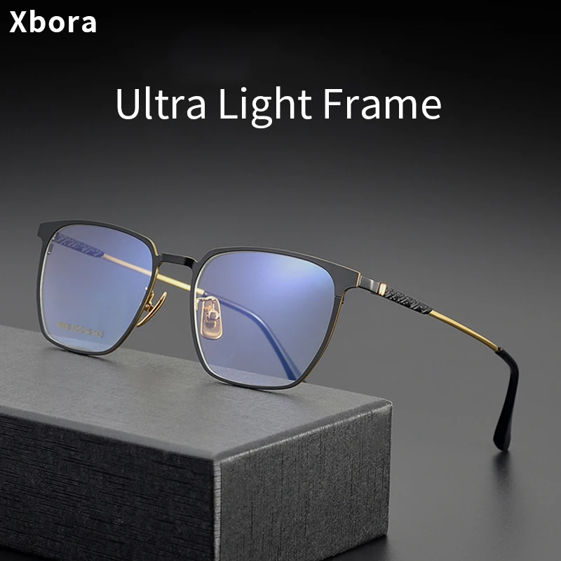 

Xbora Brand Titanium Ultralight Retro Men's High-end Square Eyeglasses Women's Fashion Prescription Optical Glasses 9308