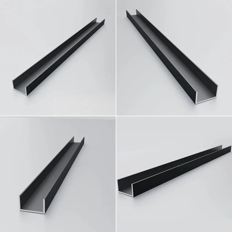 Fente en aluminium noire à rainure en forme de U, largeur intérieure équilatérale 15 16 17 18 20 23mm 17x20 17x10 20x10 22x22 25x30 25x5 27x30