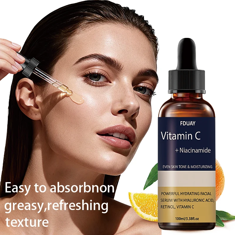 Sérum Facial de Vitamina C e Niacinamida, Ácido Hialurônico para Hidratação, Firmagem, Suavização, Nutrição e Iluminação da Pele