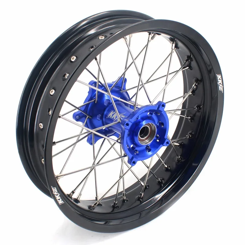 

【2025】 17 Inch Spoked Supermoto Wheels Rims Set For Sherco SER SEF CNC Anodized Blue Hub Black Rim