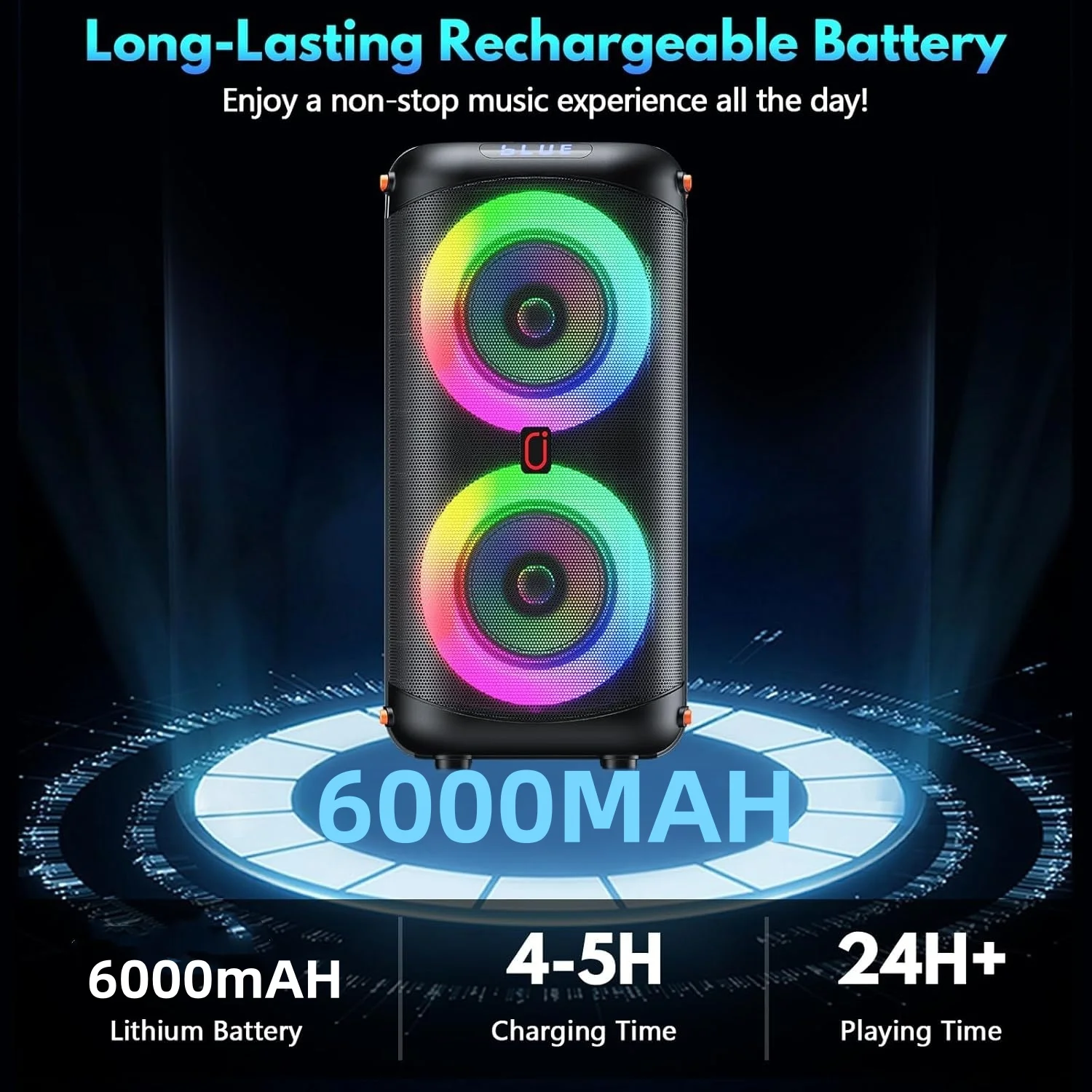 Altavoz Bluetooth de 6000Mah, caja de Audio, Altavoz Bluetooth de alta potencia, disco Tf U, Kara Ok, Subwoofer de Audio portátil para bailar