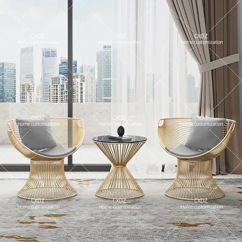 Modern Light Luxury Balcony Leisure Table and Chairs Set Cream Coffee Table Sofa Chair 3 Piece Simple Home Negotiation