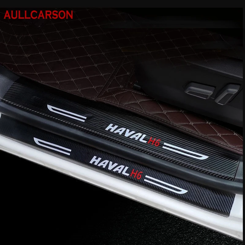 For GWM Haval H6 2024 2023 2022 Car Door Sill Pedal Board Cover Trim Carbon Fiber Rear Bumper Trunk Sticker Auto Accessories