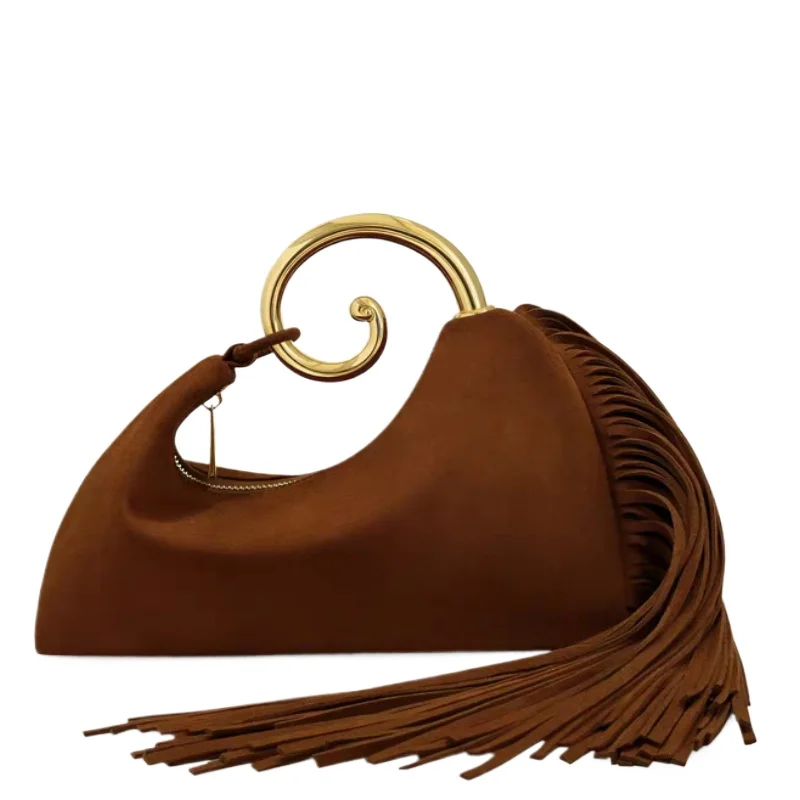 

2024, роскошная дизайнерская сумка из искусственной замши с кисточками, осенне-зимняя модная высококачественная банкетная вечерняя сумка