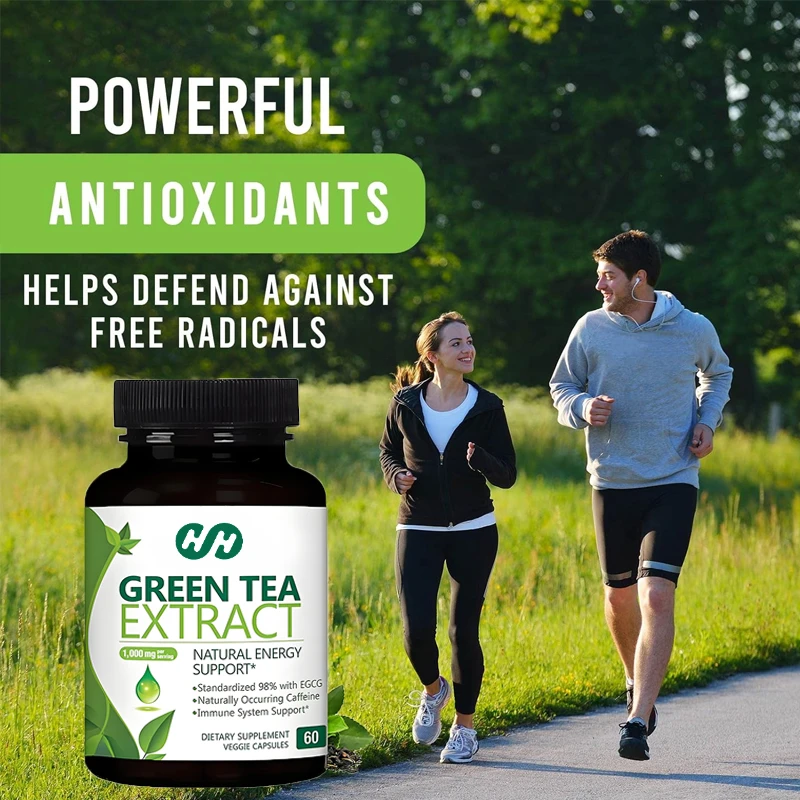 

Green Tea Extract Capsules 1000mg 3x Natural Energy Contains Polyphenols Mild Caffeine 60 Capsules