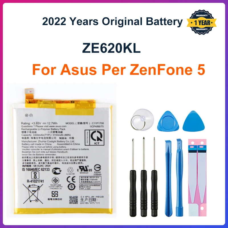 100% oryginalny ASUS o dużej pojemności C11P1708 baterii telefonu dla Asus dla ZenFone 5 ZE620KL 3300mAh + darmowe narzędzia