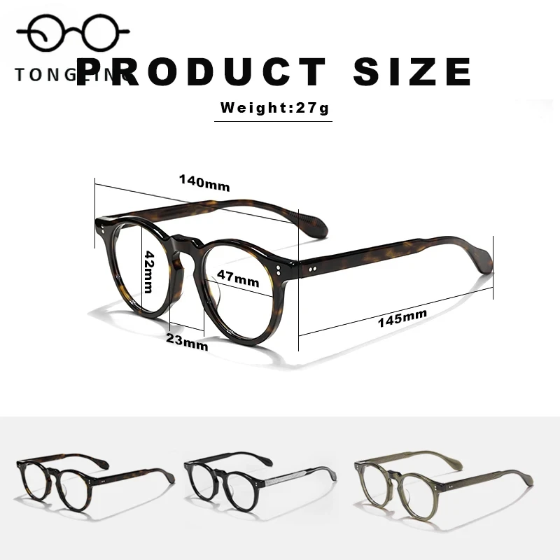 New Acetate Round Glasses Frame Men And Women Fashion Designer Optical Eyeglasses Myopia Reading Personalized Eyewear