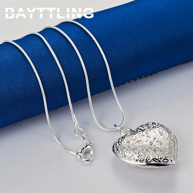 925 Sterling Silver 16-30 Inches Exquisite Pattern Heart Necklace For Women Fashion Charm Wedding Gift Jewelry