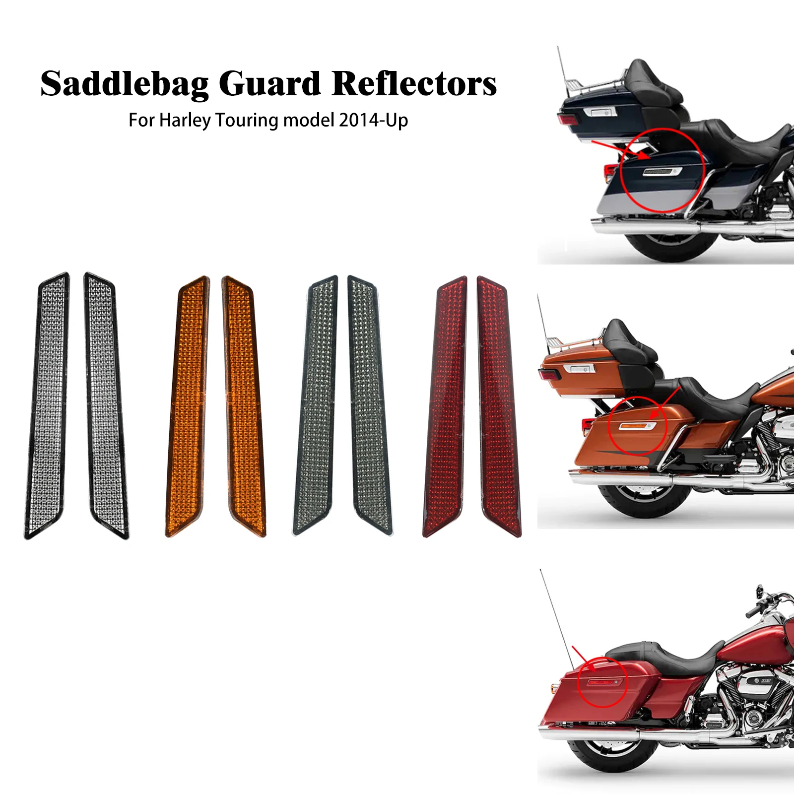 2pcs Motorcycle Hard Saddlebag Guard Reflector Cover Latch Covers For Harley Touring Road Glide Street Glide Road King 2014-2021